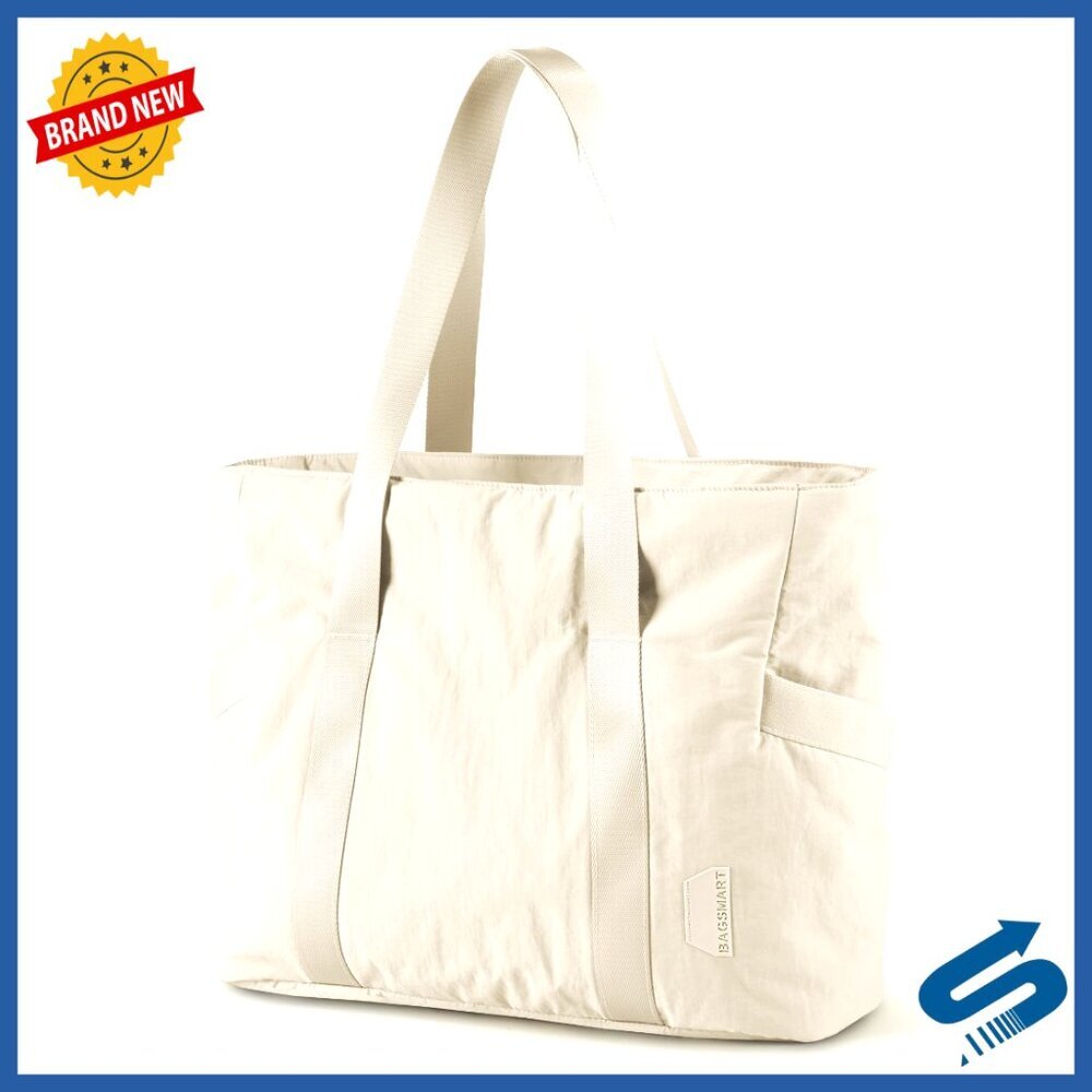 Zippered Tote Bag with Compartments Lightweight Nylon Work Gym Travel Shoulder